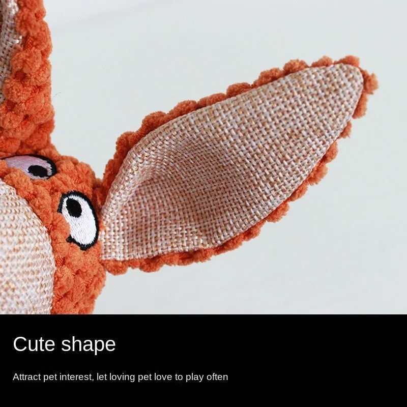 Squeaky plush dog toy in animal shapes for interactive play and teeth cleaning