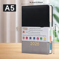 A5 schedule book with waist seal and imitation leather cover in black gray, yellow green, blue purple, or pink purple