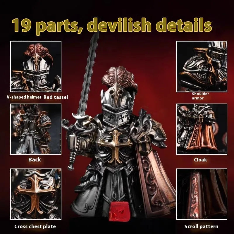Paladin National Style Crusader copper ornament set with holy sword, shield, cloak, angel wings and weapon rack.