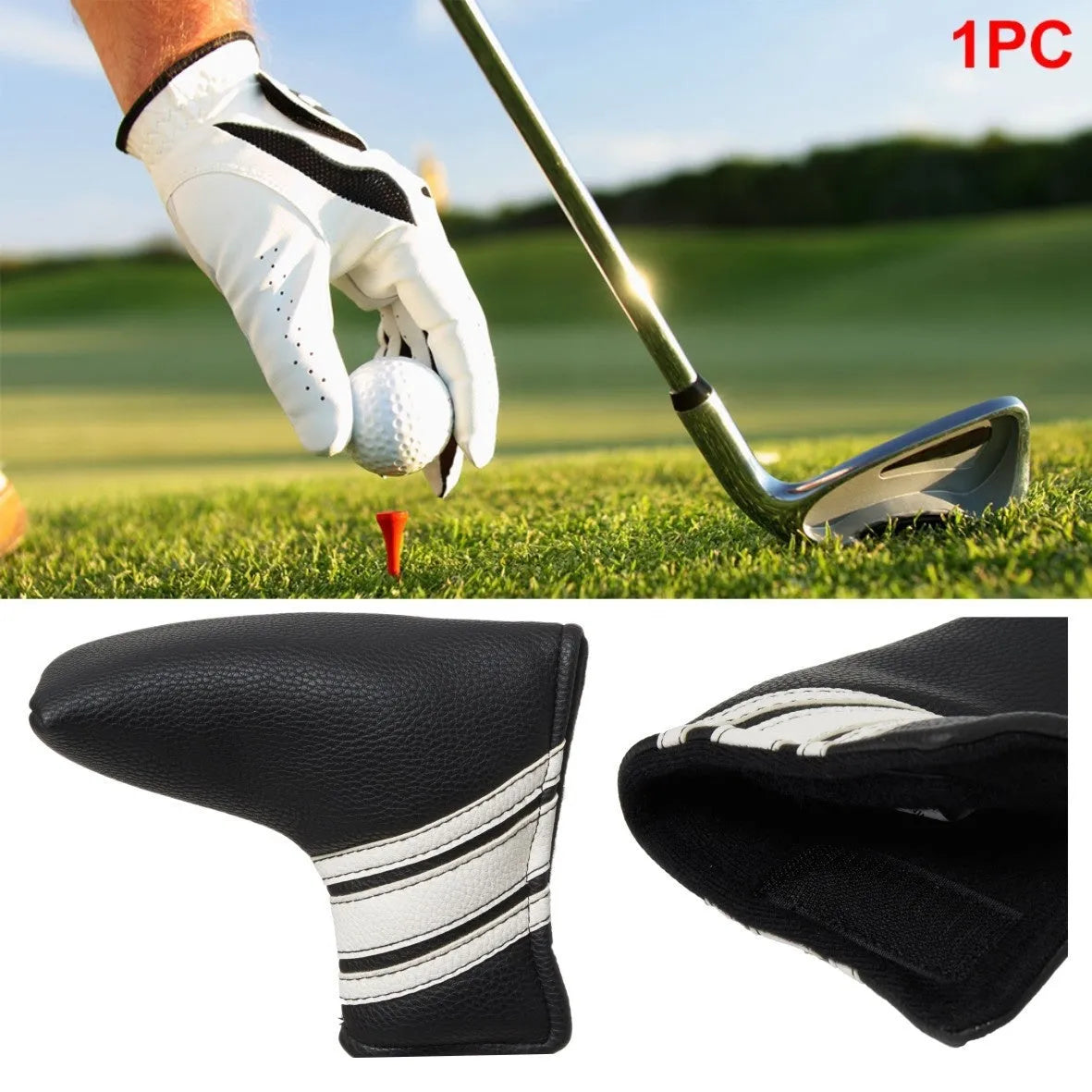 Black PU leather golf push rod case for club protection