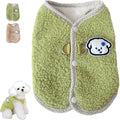 Green coral fleece dog vest with leash ring for small pets in autumn and winter