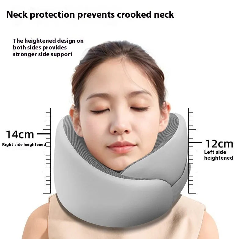 Memory foam U-shaped travel neck pillow in light grey, dark grey or light pink colour with storage packaging