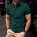High Sense slim-fit short sleeve shirt in cotton blend fabric showing button front and solid colour design