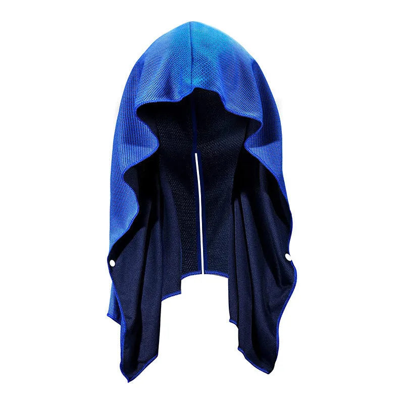 Polyester sports headscarf 60x30cm in grey, charcoal black, royal blue, sky blue, rose red, green, or pure black for sun protection.
