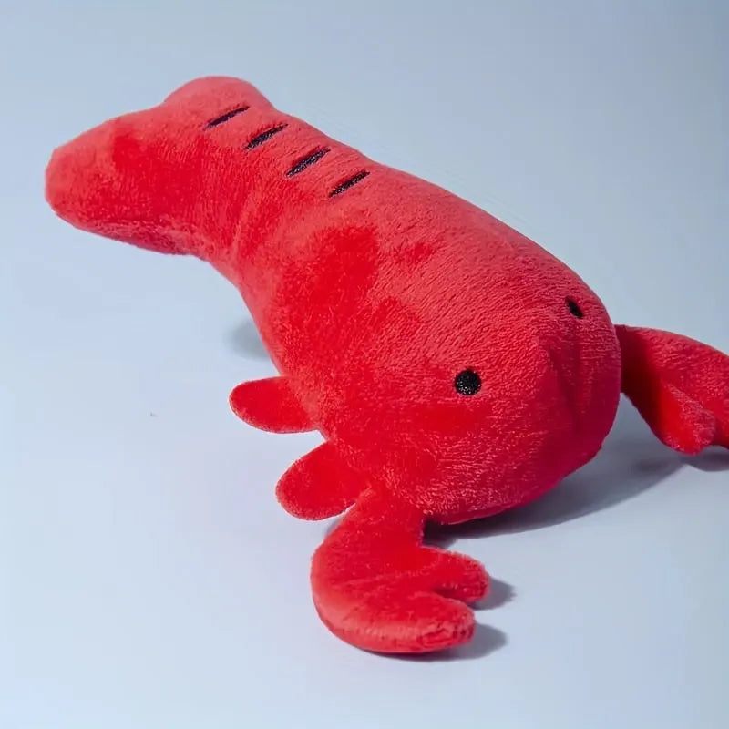 Red squeaky lobster stuffed dog toy measuring 12.5cm with detailed appendages
