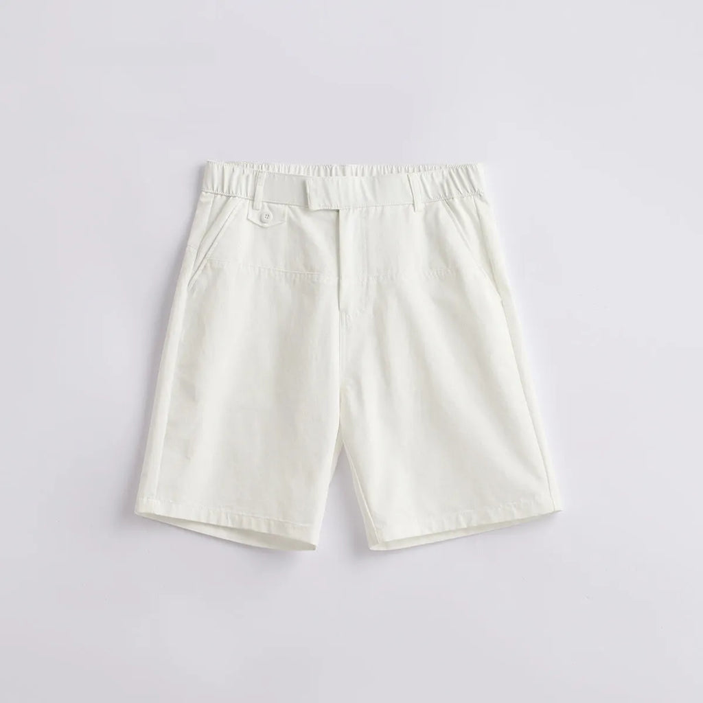 Men's light blue cotton blend casual shorts with loose fit design for summer wear