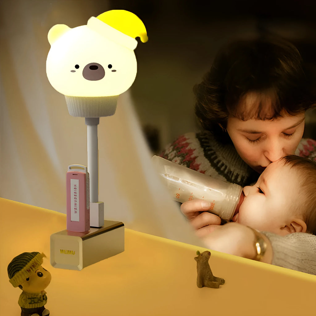 USB portable LED night light in cartoon animal design with remote control for adjustable brightness