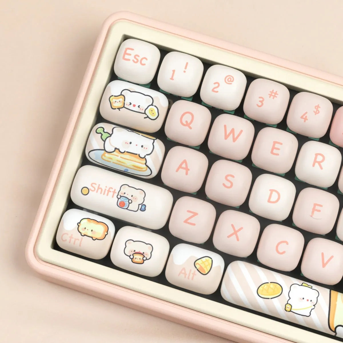 MOG Steamed Bread Key Cap Bread Bear full set with thermal sublimation printing on PBT plastic