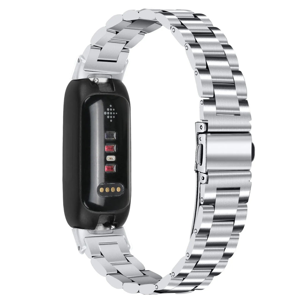 Stainless steel watch strap for Fitbit Inspire 3 fitness tracker showing silver colour option with 175mm length