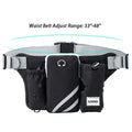 Black nylon outdoor dog walking set with adjustable waist bag and attached leash