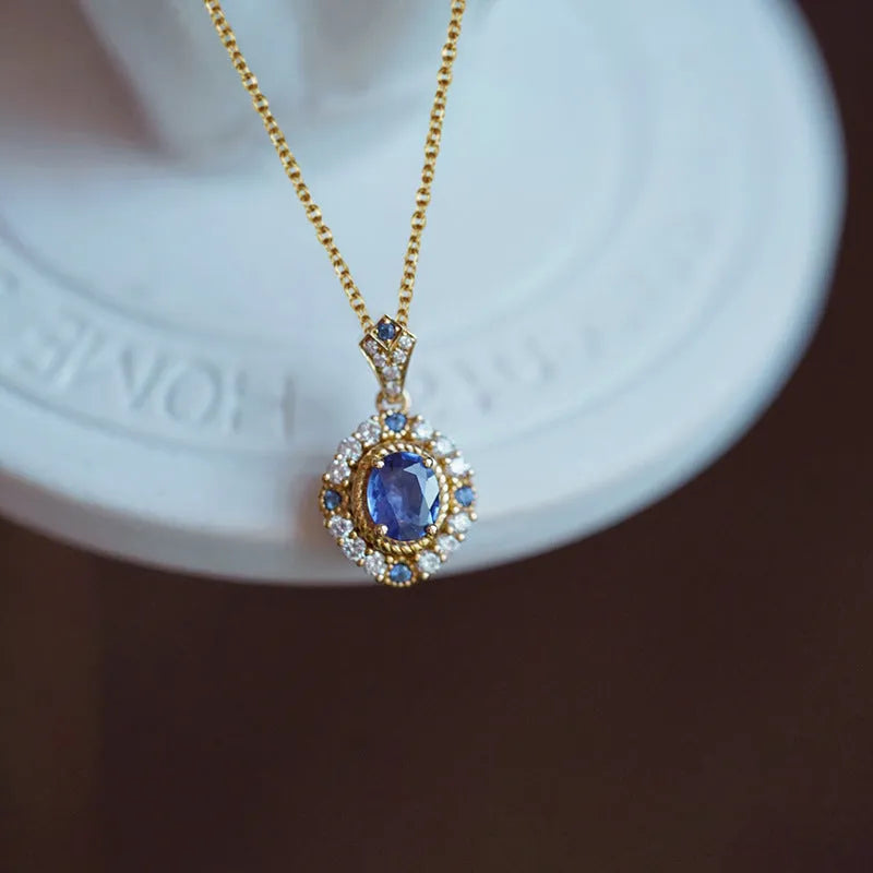 Huitan adjustable royal necklace with mixed gem pendant on copper chain