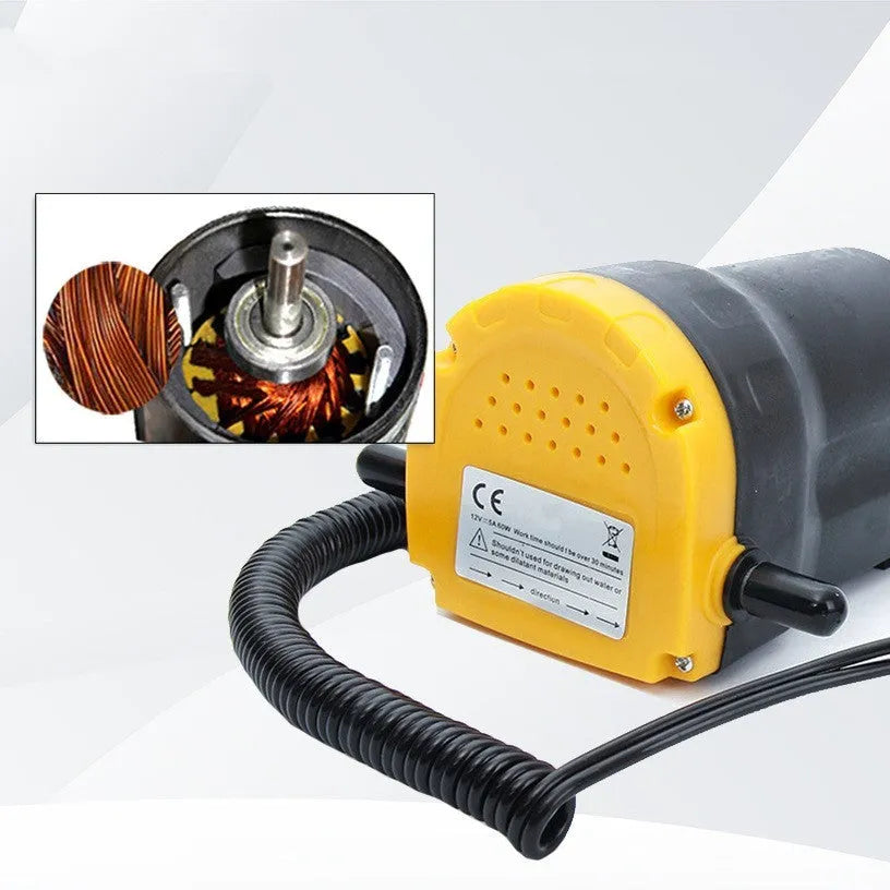 12V electric self-priming oil gear pump with engineering plastic body for fluid transfer.