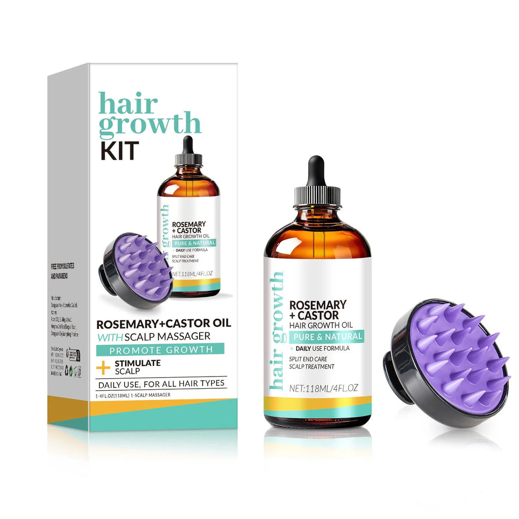 Hair oil 118ml bottle with massage brush for strong hair care treatment