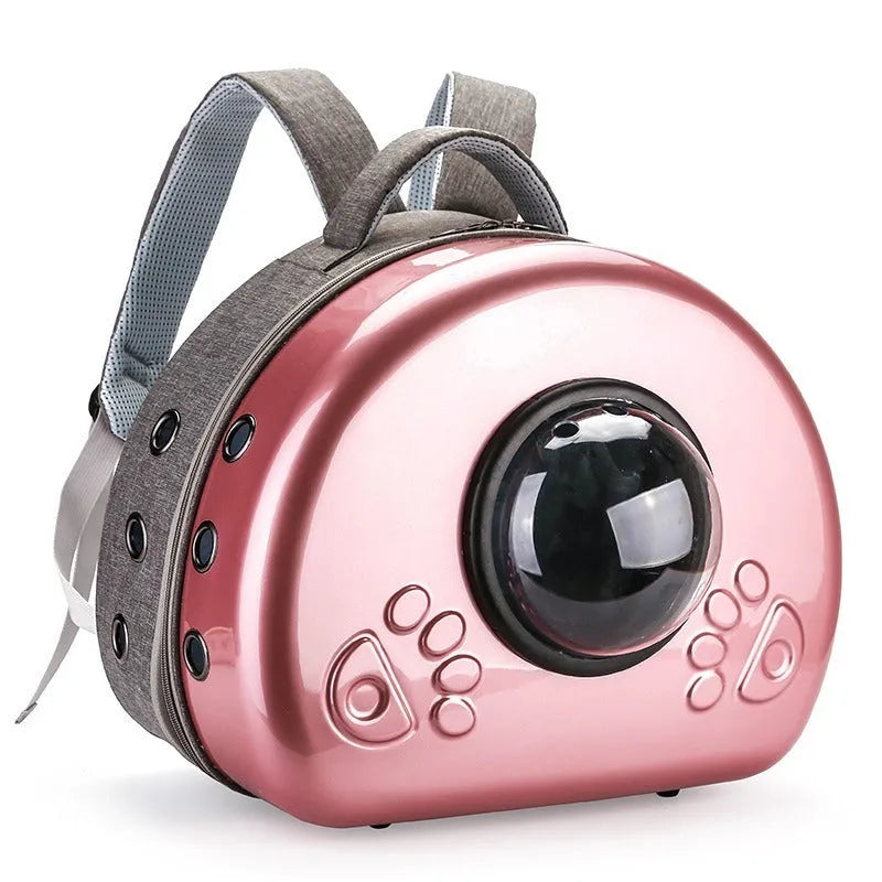 Transparent cat diaper bag with breathable design, 12 Jin capacity, and rose gold front shell cover