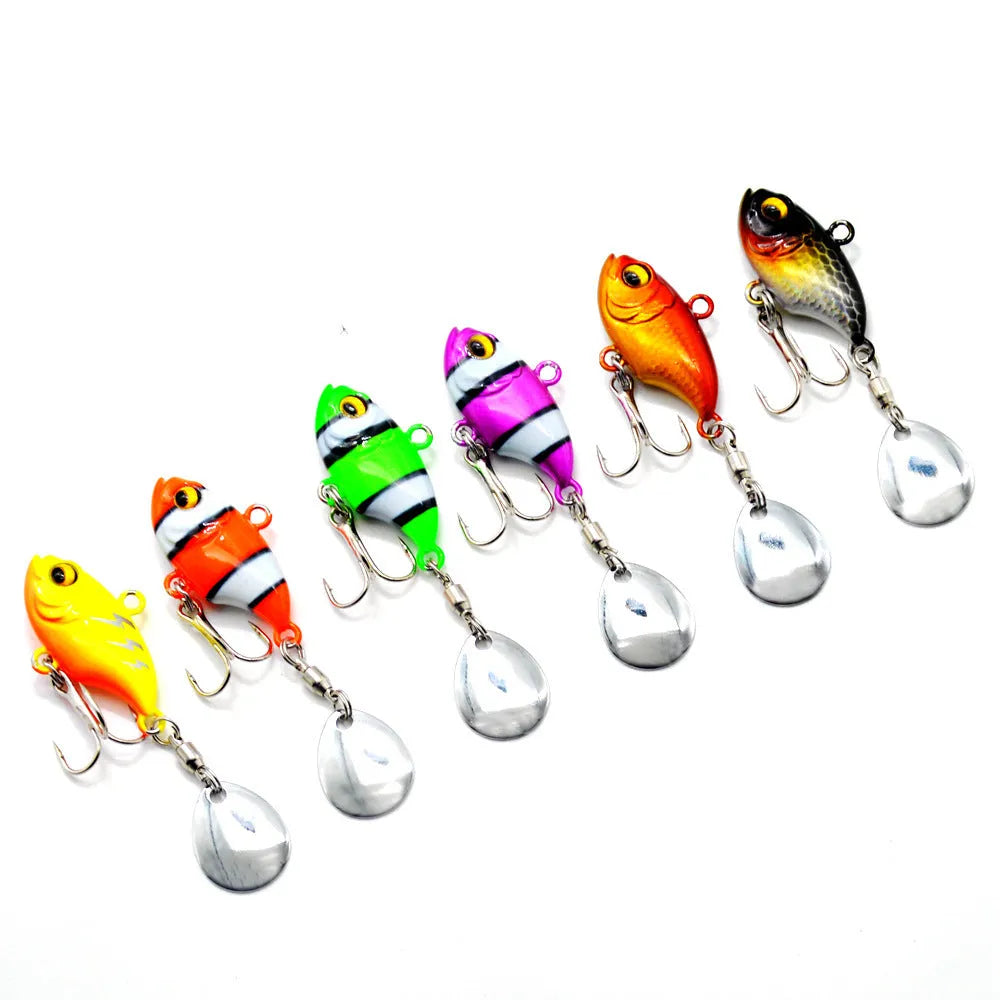 Metal sea fishing iron plate lure with rotating sequins in six colour patterns for saltwater fishing