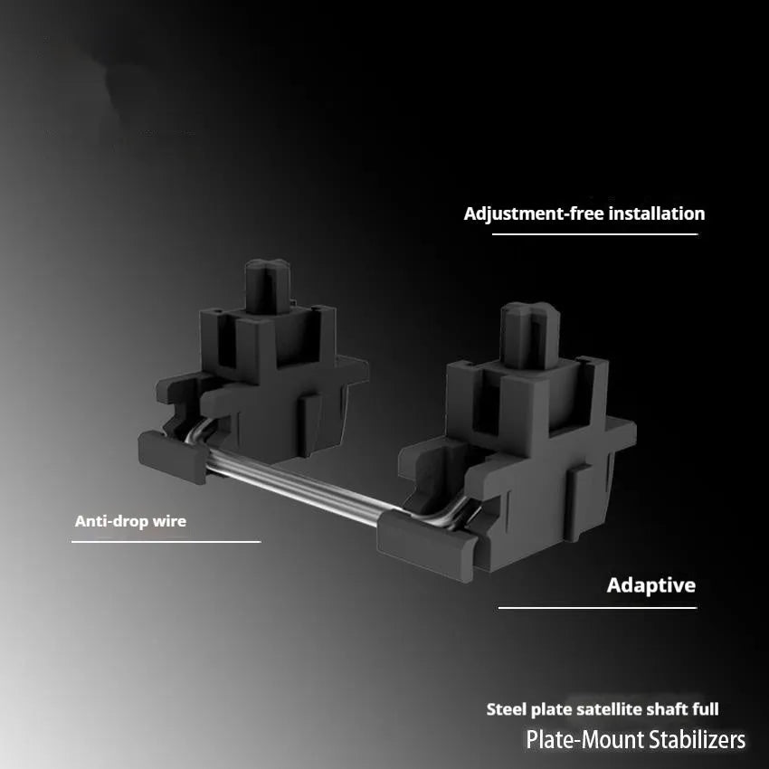 Keyboard shaft mechanical keyboard accessories showing black and milky white stabilisers for 6.25U and 7U spacebars