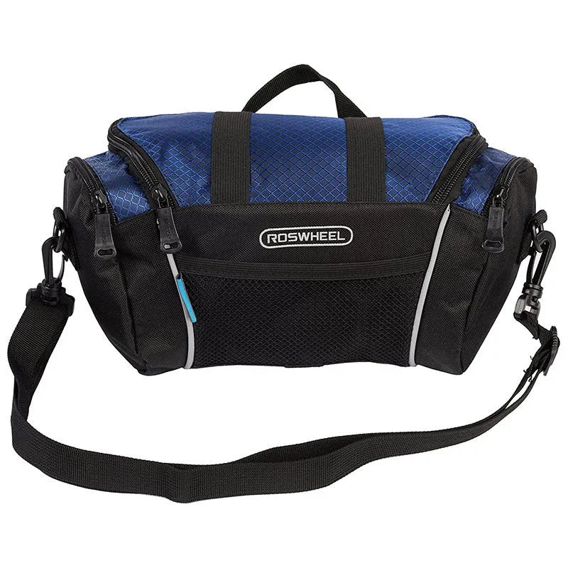 Canvas mountain bike handlebar bag, front beam bag, 32x11x17cm, navy blue or silver grey