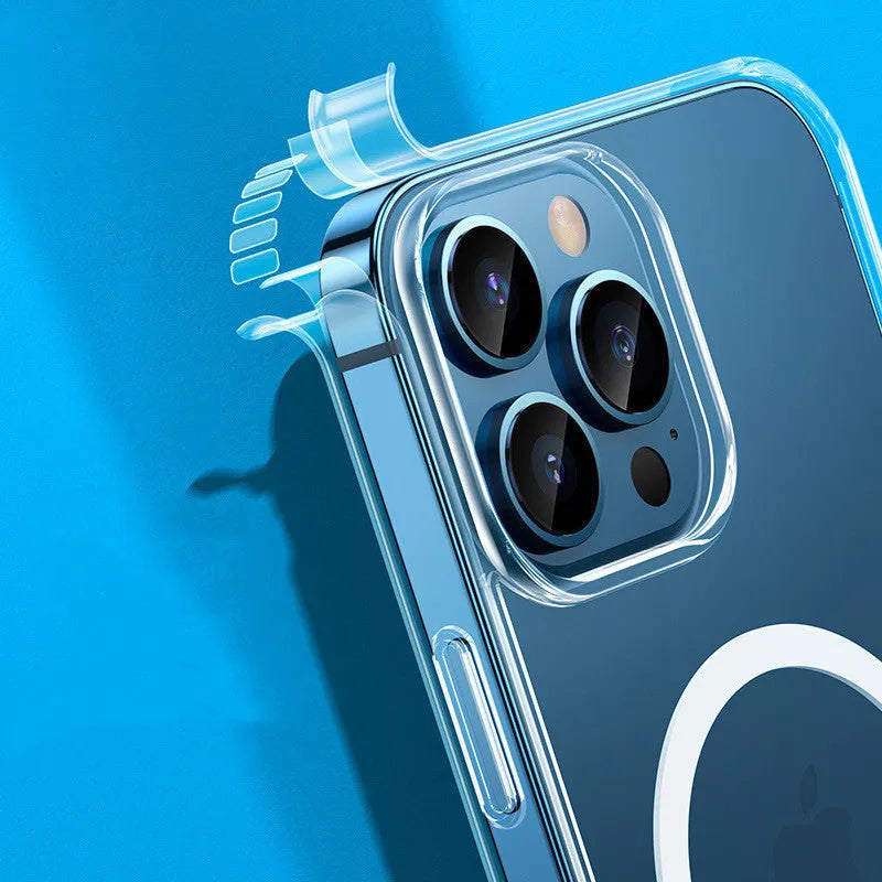 Transparent magnetic airbag protective case for iPhone 13 with Magsafe ring