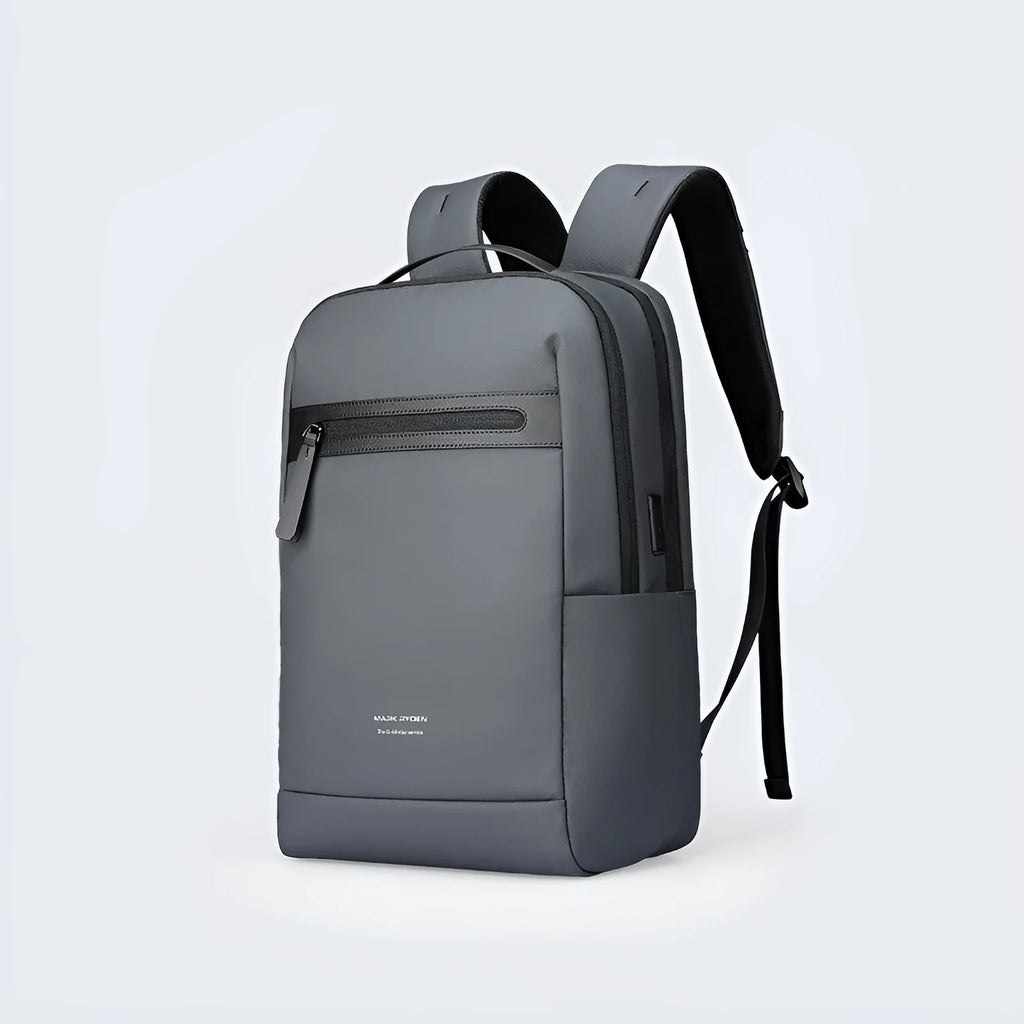 Graphite grey USB business backpack with oxford cloth construction and below 20L capacity