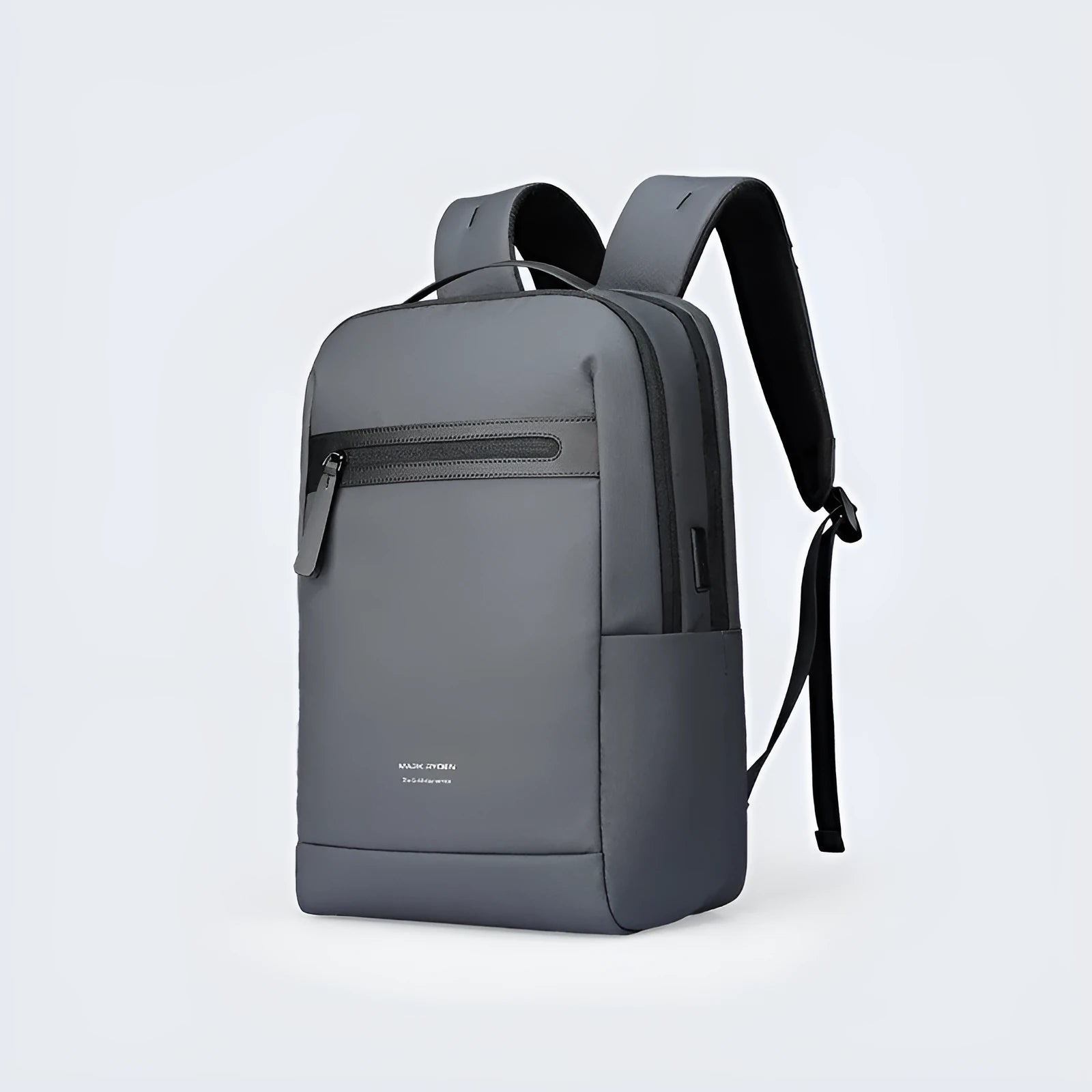 Graphite grey USB business backpack with oxford cloth construction and below 20L capacity