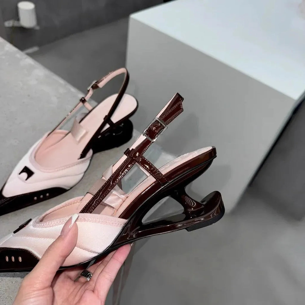 Black women's lace-up high heels with a special-shaped root design on a casual PU sole.