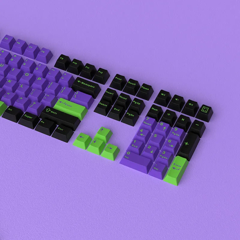 126-piece two-colour keycap set for 61 to 108 key mechanical keyboards, 290 x 160 x 30mm, black or purple