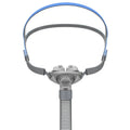 Ventilator nasal pillow mask accessory kit showing plastic nose pad, silicone cushion and thickened headband