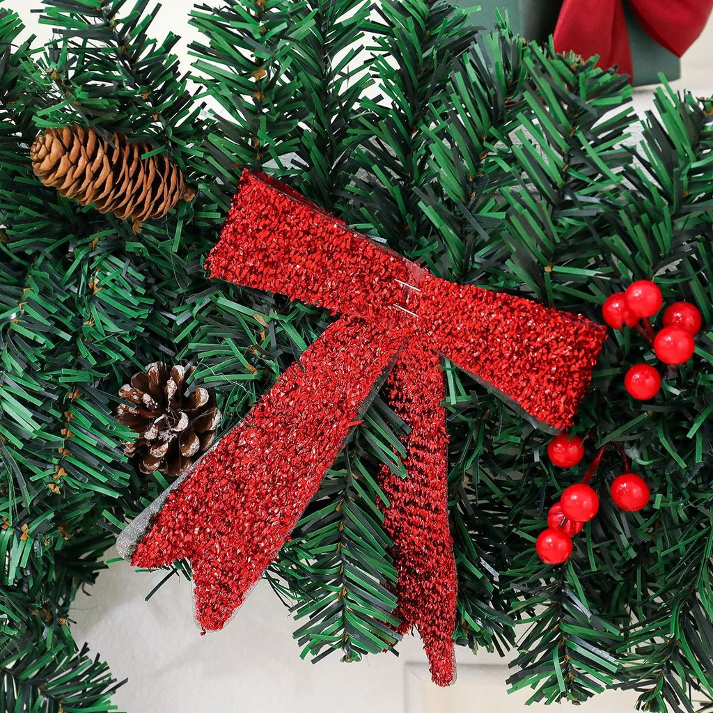 Christmas rattan pine cone bow decorative showcase with European style design and PVC construction