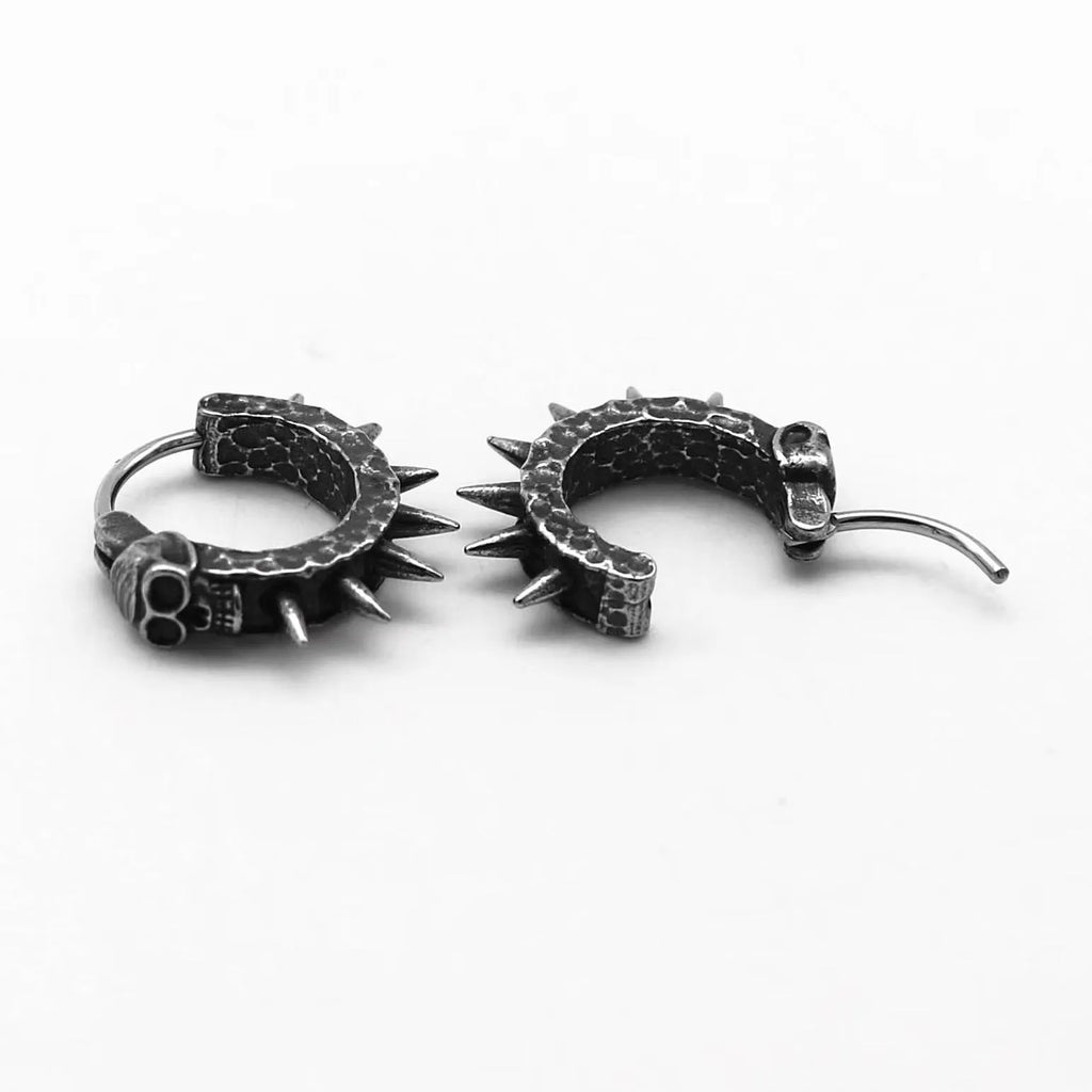 Geometric alloy earrings with punk motorcycle theme in retro black colour