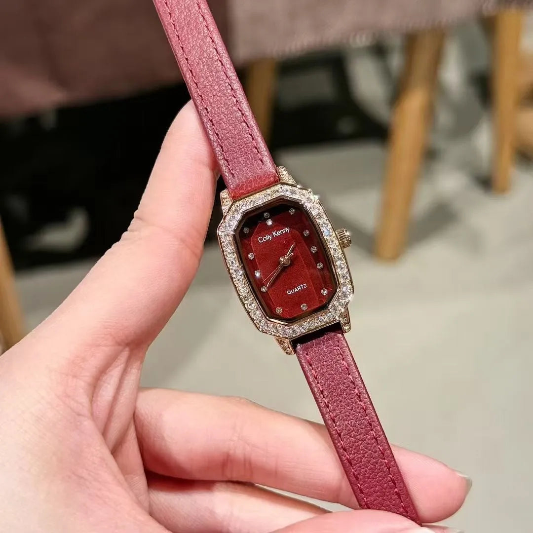 Chinese-style women's watch with alloy case, 8mm thickness, showing camellia pattern design option