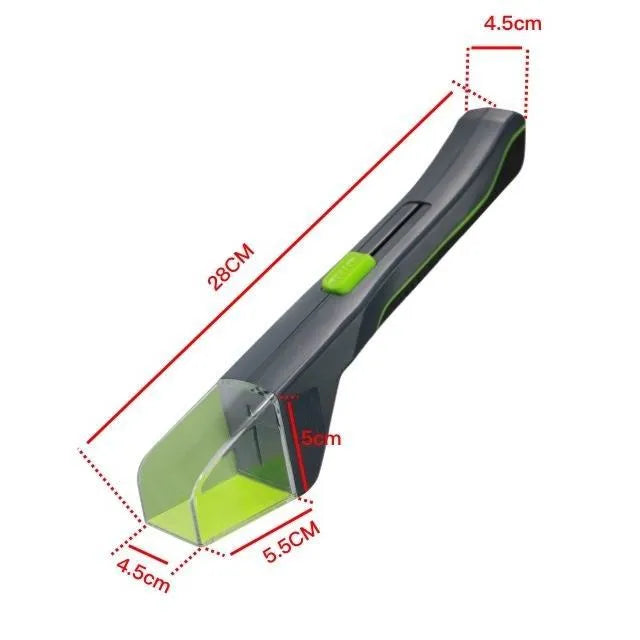 Green plastic handheld insect catcher measuring 30cm length for garden pest control