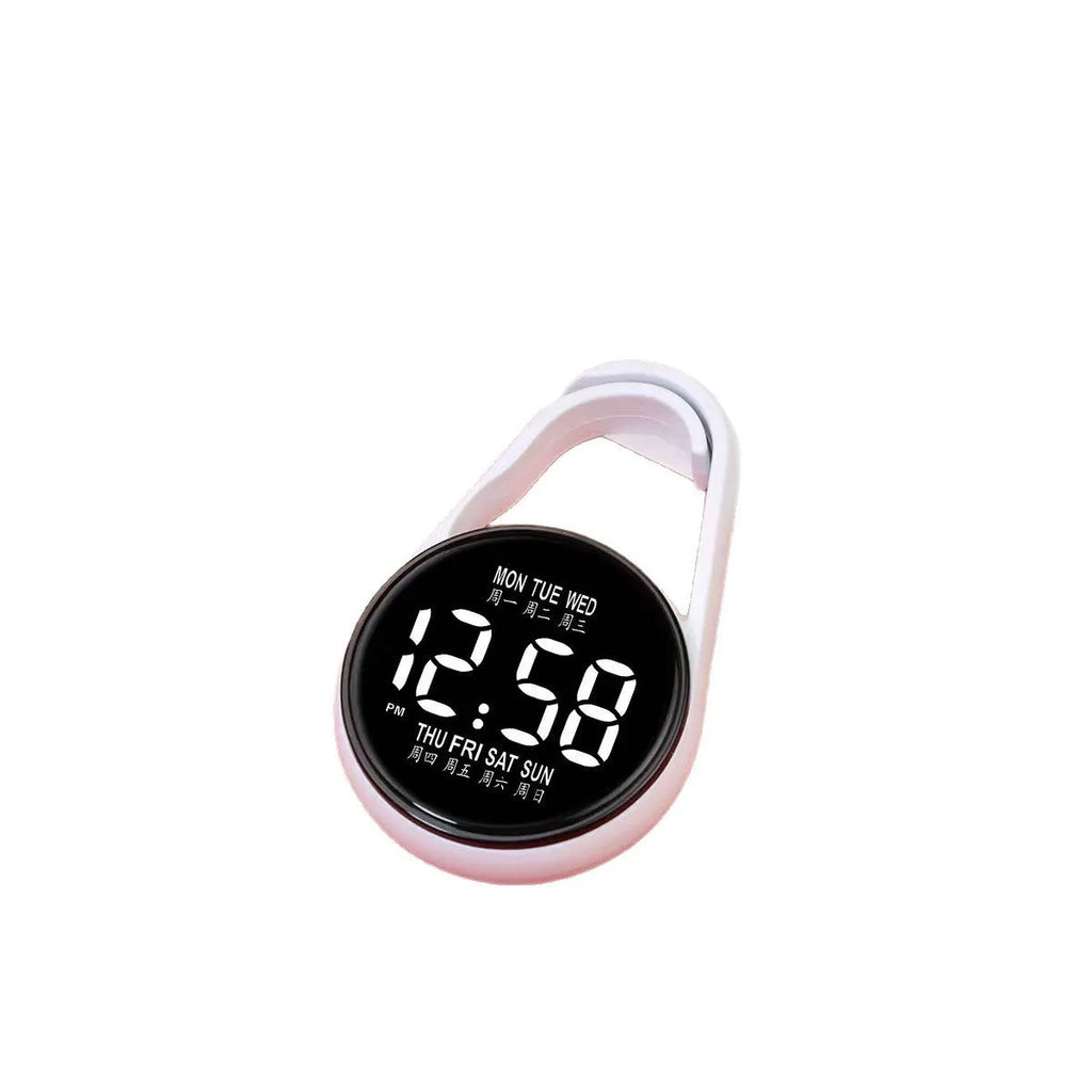LED luminous electronic watch in black with plastic strap and digital display, showing time with waterproof rating