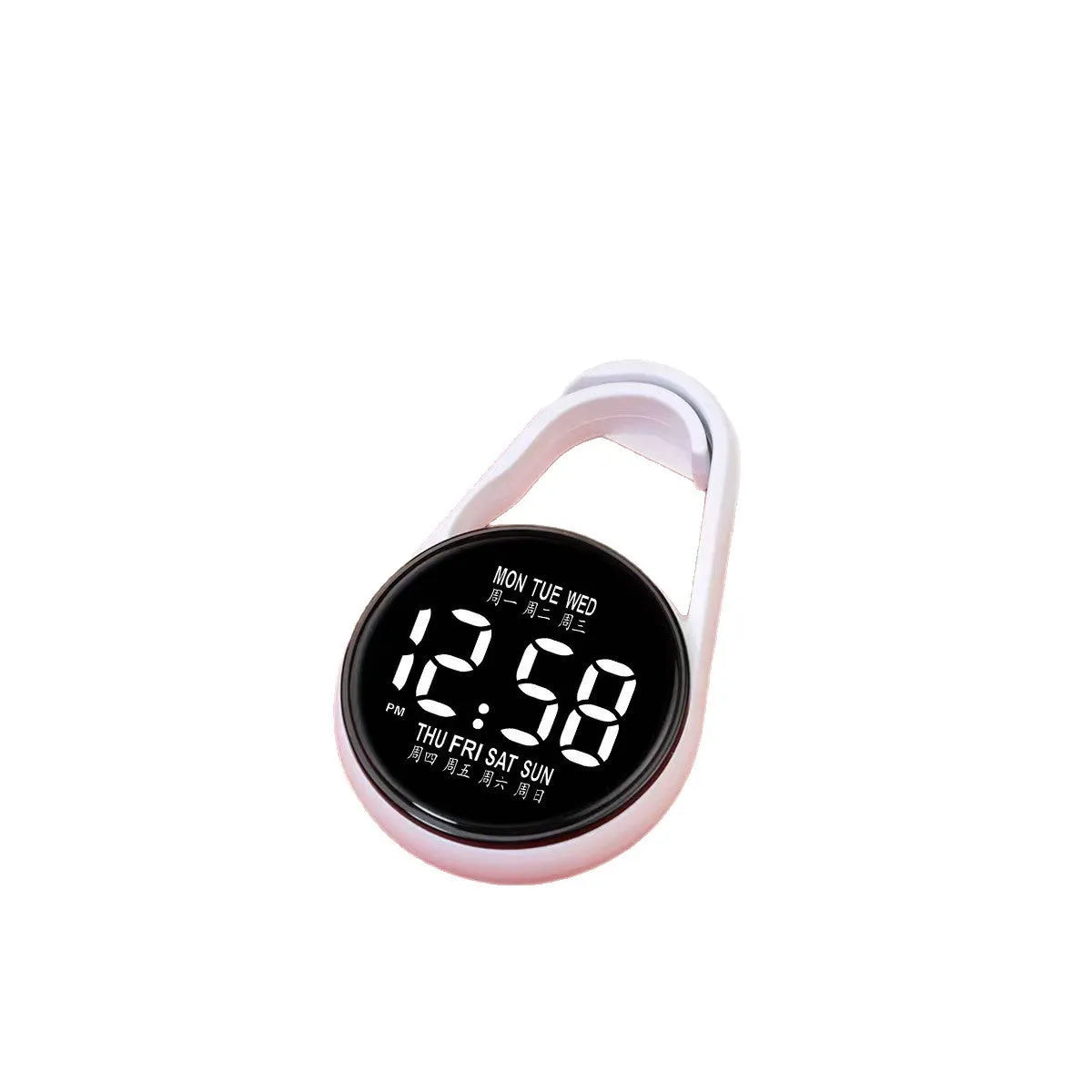 LED luminous electronic watch in black with plastic strap and digital display, showing time with waterproof rating