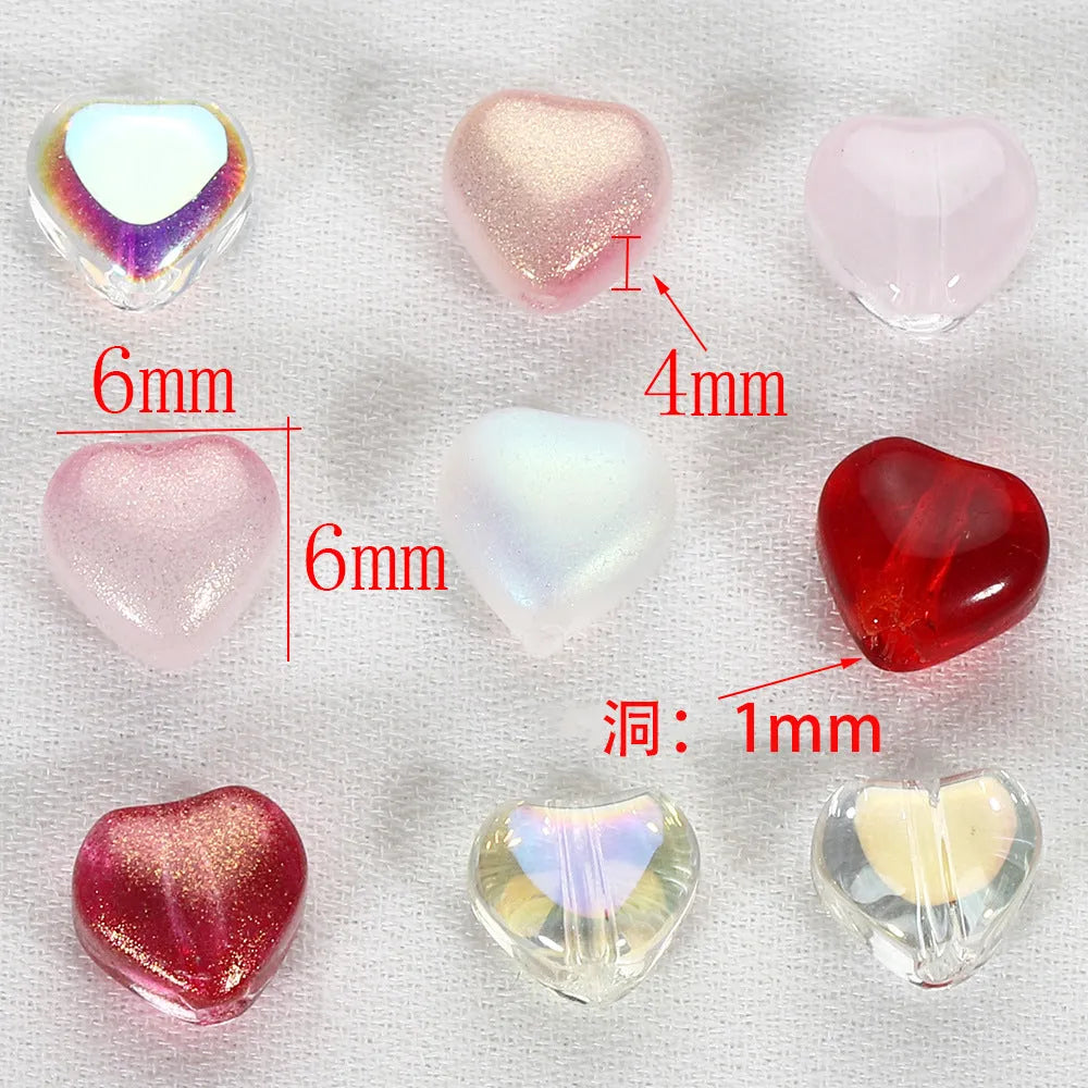 20 aurora transparent Czech glass love heart spacer beads for DIY jewellery making in assorted colours