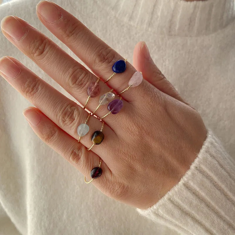 Geometric agate ring for women showing original design with clean lines and natural stone banding patterns