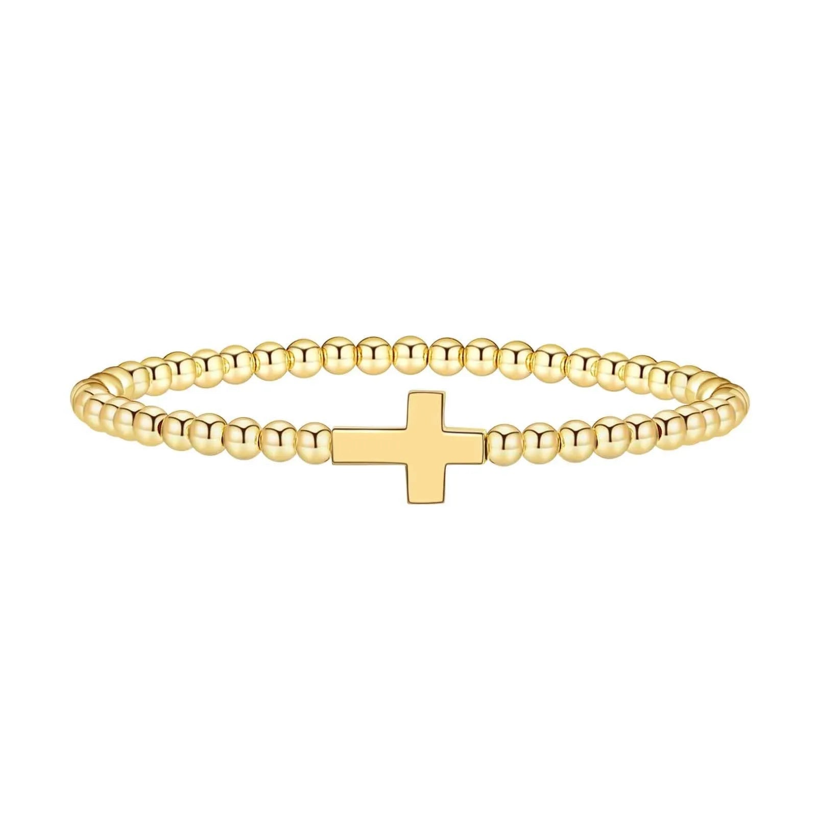 Adjustable stainless steel beaded bracelet with geometric round beads in six colour options