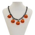 Halloween ghost pumpkin necklace with adjustable chain and colourful acrylic pendant