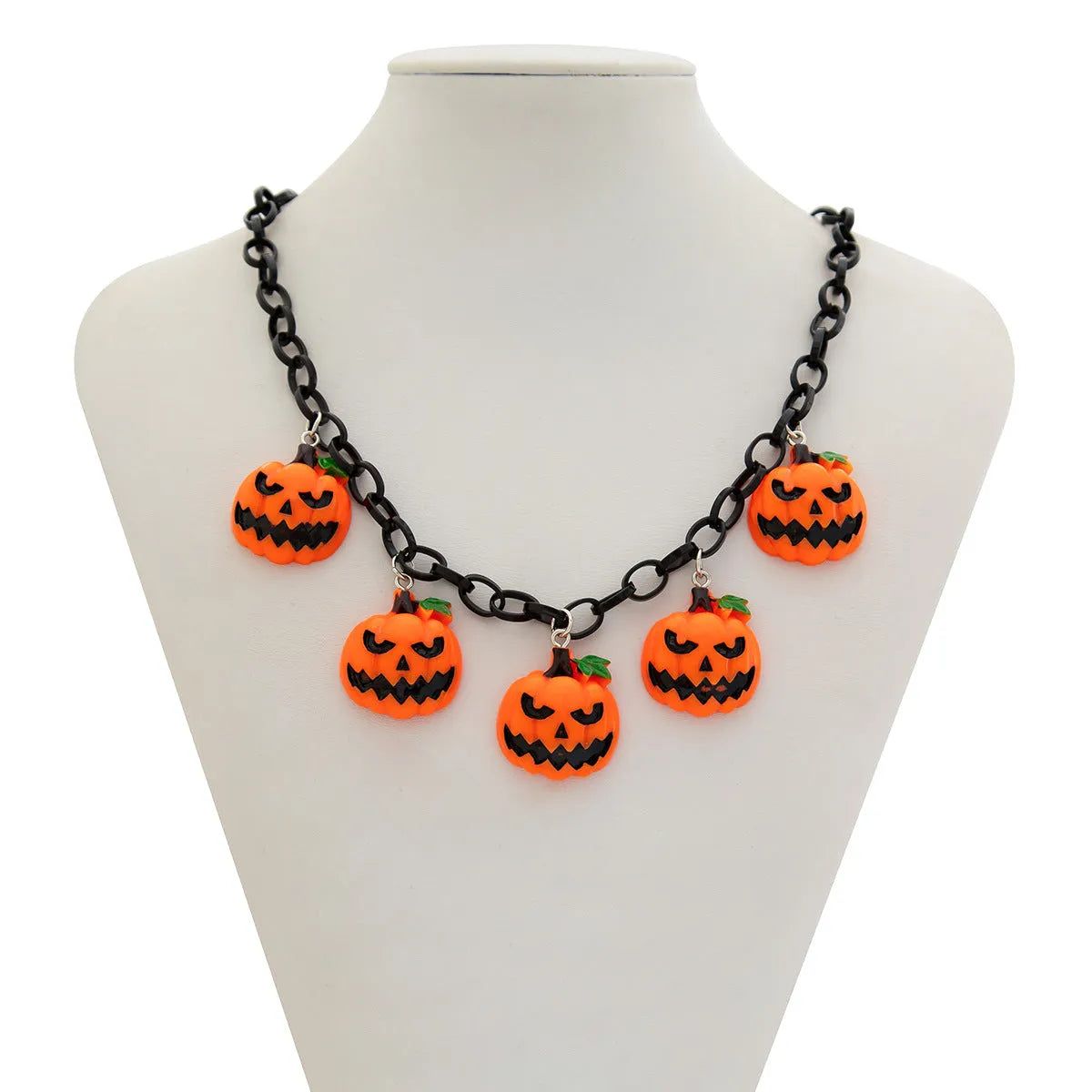 Halloween ghost pumpkin necklace with adjustable chain and colourful acrylic pendant