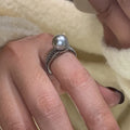 Adjustable geometric copper ring for women with open design showing J5475 colour variation