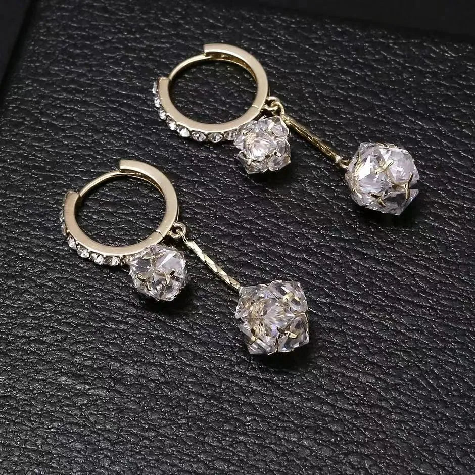 Silver confession balloon double pendant rhinestone ball tassel earrings with ear clip fastening