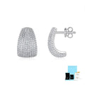 Geometric silver stud earrings with moissanite stones showing front and back views