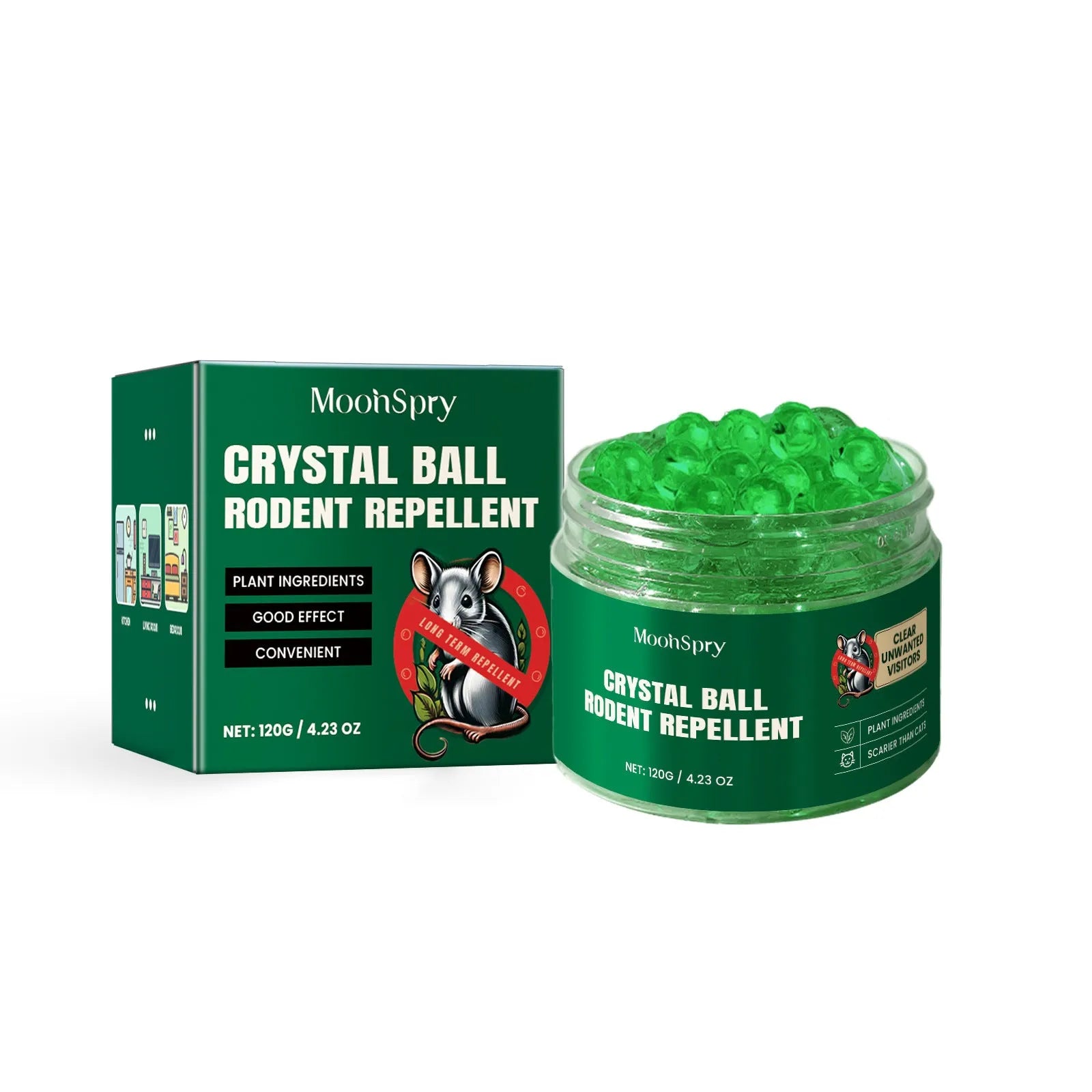 60ml bottle of natural rat repellent spray with essential oils for outdoor, home and car use.