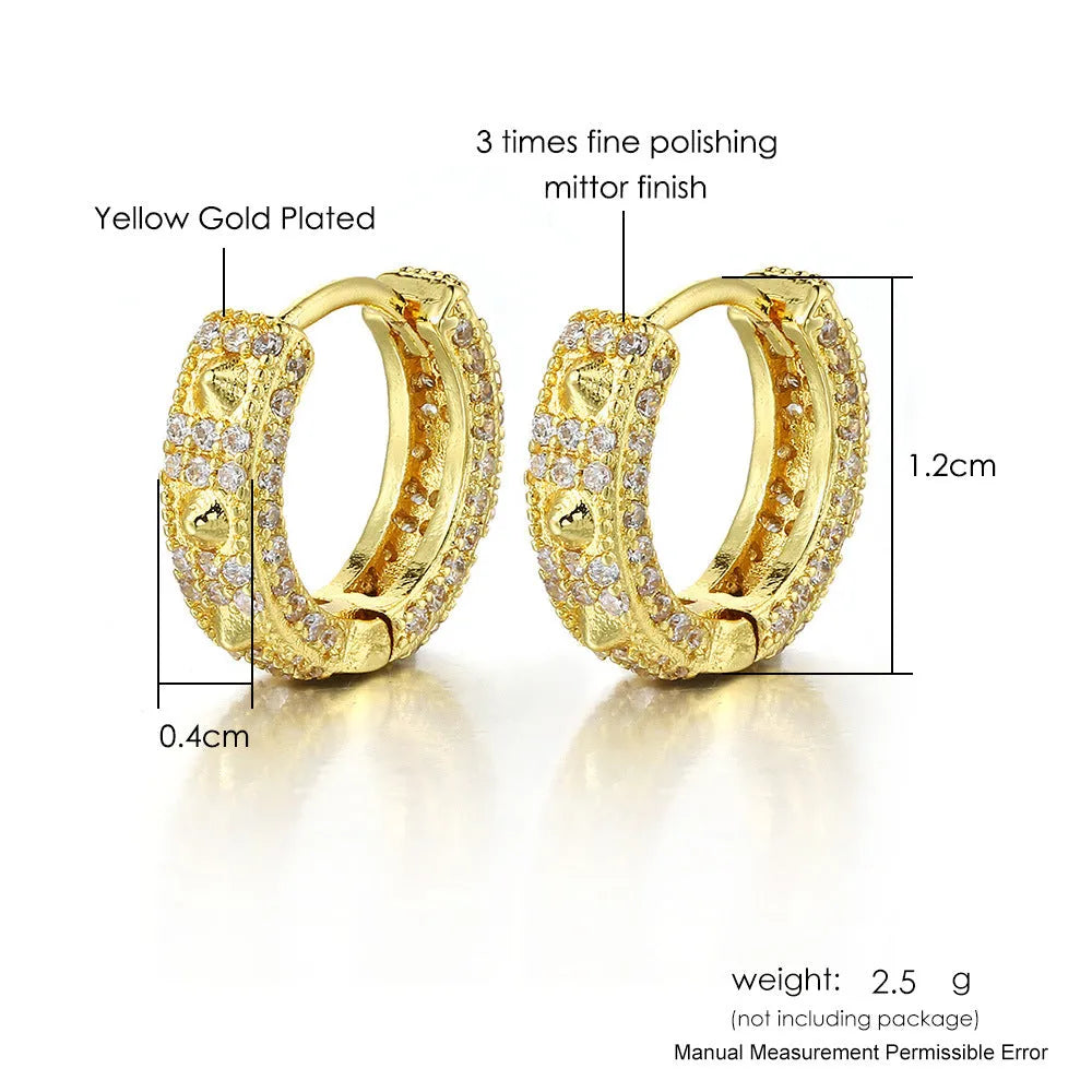 Geometric hip hop ear clips with full diamond coverage in white gold stone colour