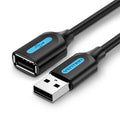 Black USB A Male to AM straight head N extension cable on a white background, showing connector detail.