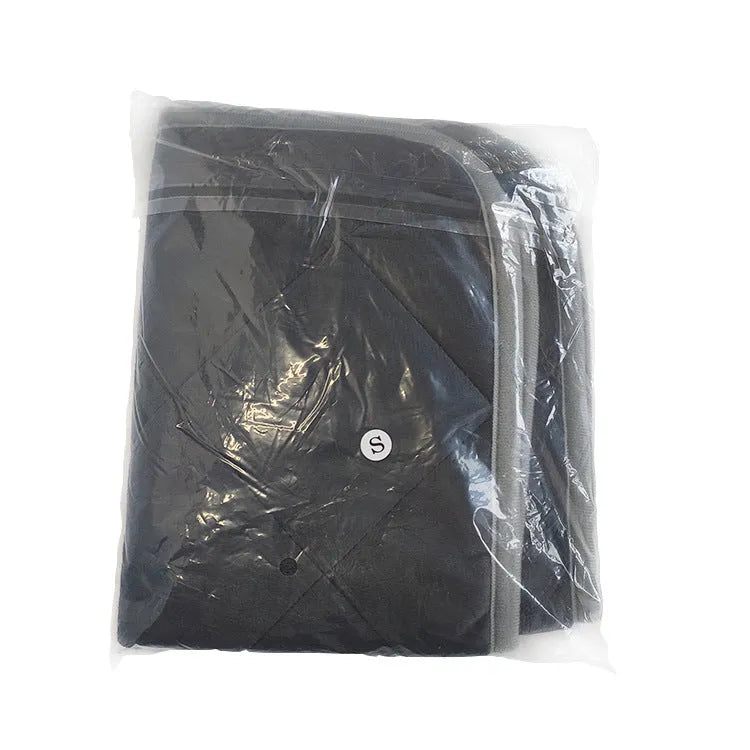 Grey cloth pet cushion showing size options from 40x50cm to 72x115cm on a floor