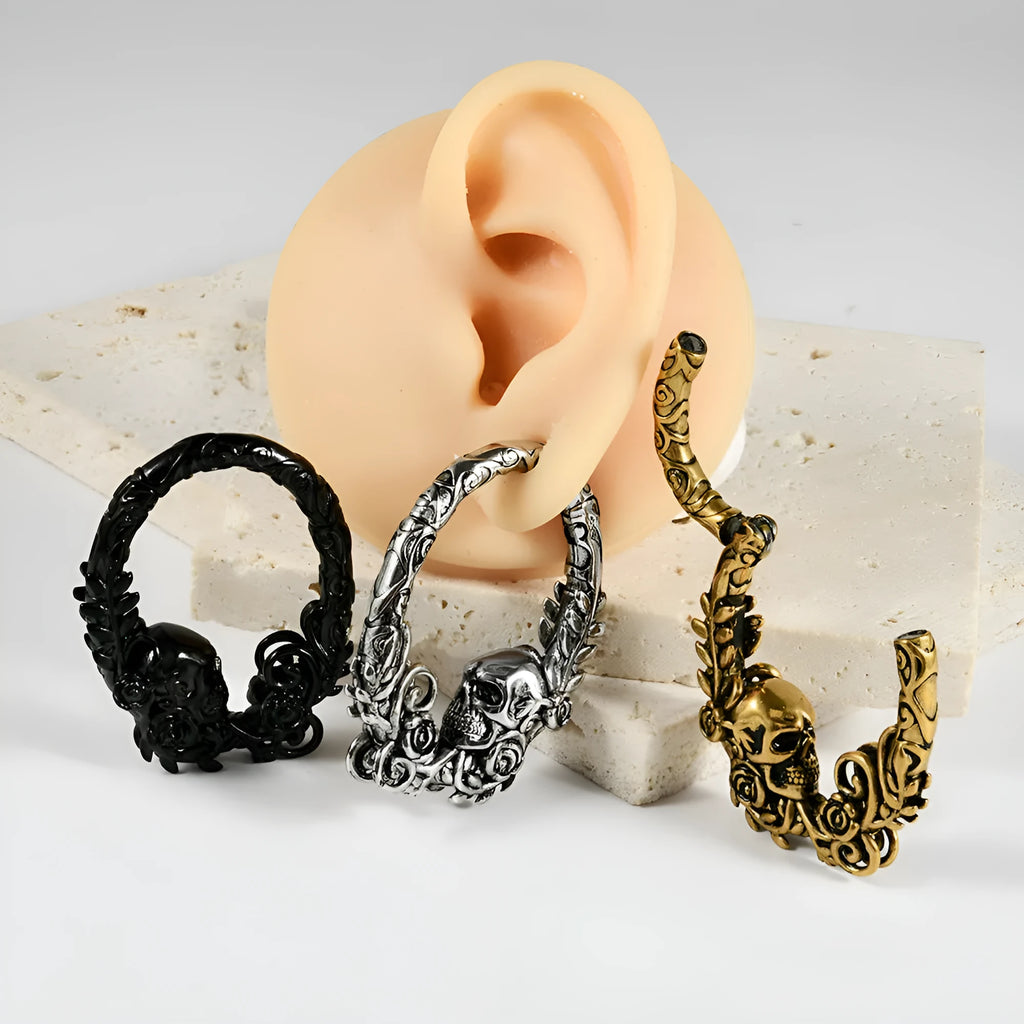 Fashion stainless steel earrings with totem pattern design in one of 15 electroplated colour options