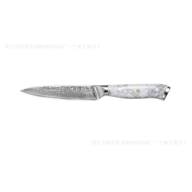 Damascus Special Household Combined Chef's Knife with 21cm VG10 steel blade and 11cm handle on a cutting board
