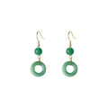 Green jade design cheongsam peace buckle earrings with geometric shape and zinc alloy construction