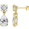 925 sterling silver moissanite stud earrings with round and water drop stones on gold or silver background