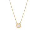 Mother of pearl shell flower necklace with copper chain in silver or gold colour